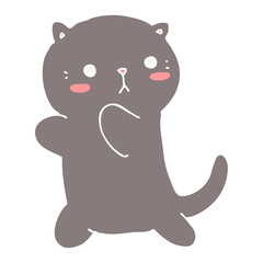 cute flat color style cartoon cat