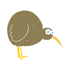 flat color illustration of a cartoon kiwi bird