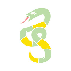 hissing flat color style cartoon snake