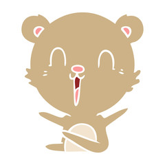 happy laughing flat color style cartoon bear