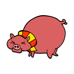 cartoon doodle fat pig