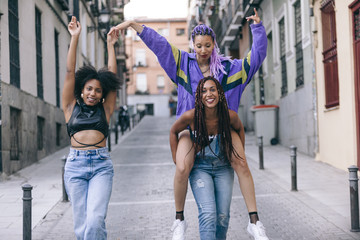 young carefree black women with cheerful attitude
