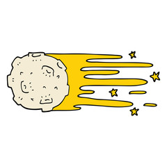 cartoon doodle flying asteroid