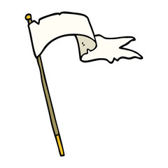 cartoon doodle waving white banner flag