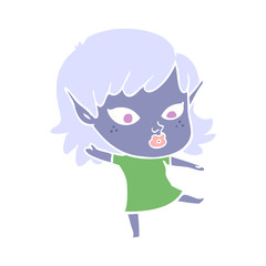 pretty flat color style cartoon elf girl
