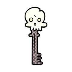 cartoon doodle spooky skull key