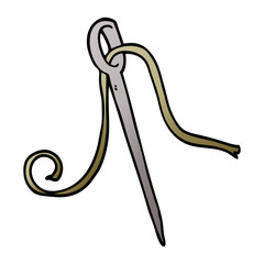 cartoon doodle needle and thread