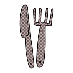 cartoon doodle knife and fork