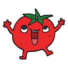 cartoon doodle happy tomato