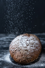 Flour rolls on whole grain bread with seeds