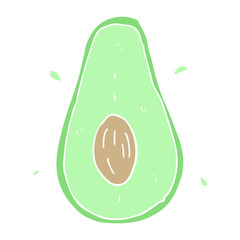 flat color illustration of a cartoon avocado