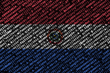 Paraguay flag  is depicted on the screen with the program code. The concept of modern technology...