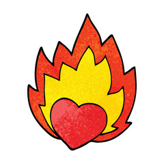 cartoon doodle flaming heart