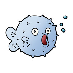 cartoon doodle blow fish