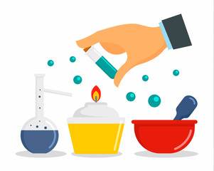 Chemical laboratory concept background. Flat illustration of chemical laboratory vector concept background for web design