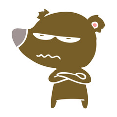 angry bear flat color style cartoon