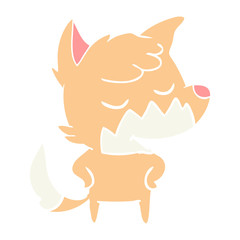 friendly flat color style cartoon fox