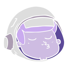 flat color style cartoon astronaut face