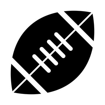 Minimalist, flat, black silhouette football icon. American football icon. Isolated on white