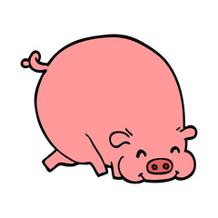 cartoon doodle fat pig
