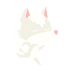 friendly flat color style cartoon wolf