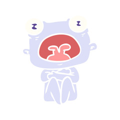 flat color style cartoon weird alien huddled up