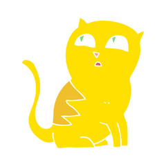 flat color illustration of a cartoon cat