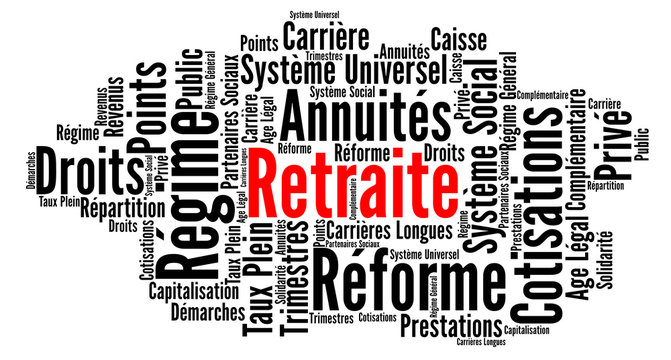 Réforme des retraites en France nuage de mots 