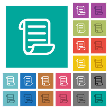 Script code square flat multi colored icons