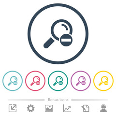 Remove search term flat color icons in round outlines
