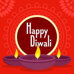 Happy divali concept background. Flat illustration of happy divali vector concept background for web design