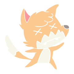flat color style cartoon dead fox