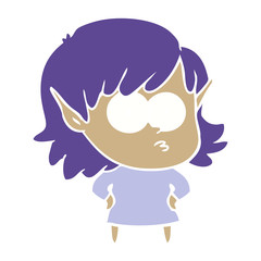 flat color style cartoon shocked elf girl