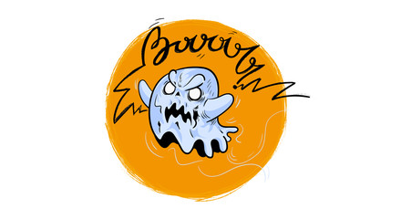 Fototapeta premium Angry ghost typography Fashion slogan for t-shirt print, vector illustration booo