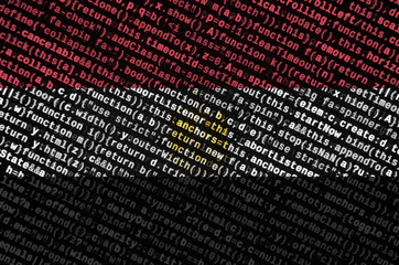 Egypt flag  is depicted on the screen with the program code. The concept of modern technology and...