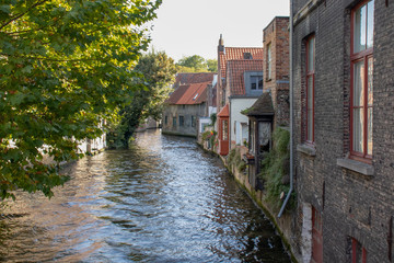 Fototapeta na wymiar Riverside view of historic Bruges