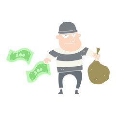 flat color illustration of a cartoon bank robber