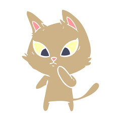 confused flat color style cartoon cat