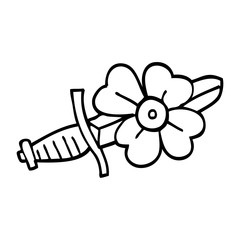 line drawing cartoon tattoo dagger symbol