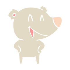 laughing bear flat color style cartoon