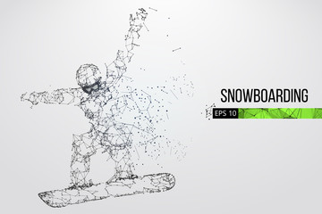 Silhouette of a snowboarder jumping isolated. Vector illustration