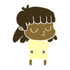 flat color style cartoon indifferent woman