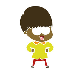 happy flat color style cartoon boy