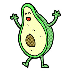 cartoon doodle dancing avocado