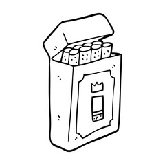 line drawing cartoon pack of cigarettes