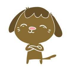 happy flat color style cartoon dog