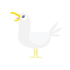 flat color style cartoon seagull