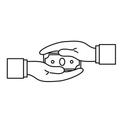 Two hand bribery money icon. Outline illustration of two hand bribery money vector icon for web design isolated on white background