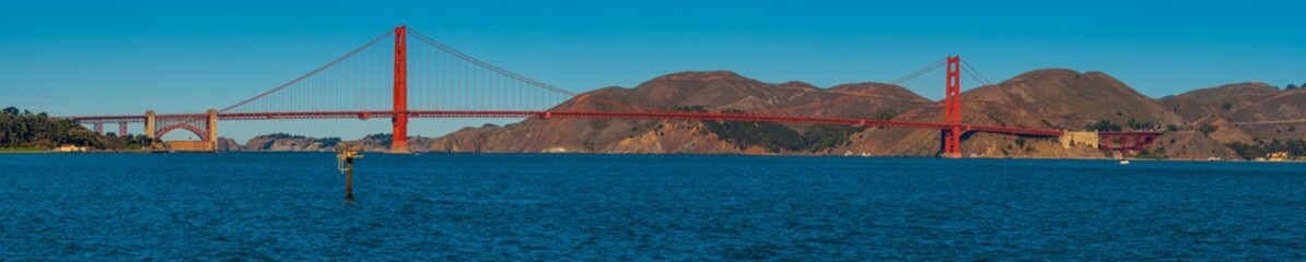 Golden Gate Bridge in full view seen from San Francisco Ca.