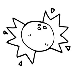 line drawing cartoon striking bowling ball